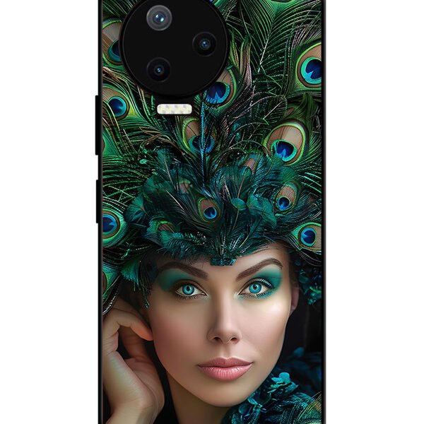 Infinix Note 12 Pro 4G | 2D Metal Case | Girl With Peacock Feather Crown | LC170