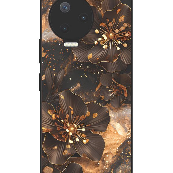 Infinix Note 12 Pro 4G | 2D Metal Case | Golden Flowars | LC170