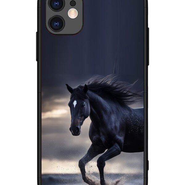 iPhone 11 | 2D Metal | black-horse-animal | LC067