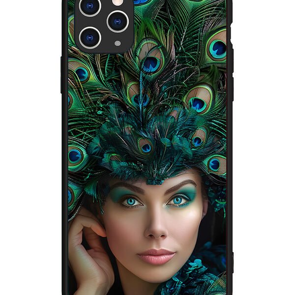 iPhone 11 Pro Max | 2D Metal | Girl with peacock feather Crown | LC079