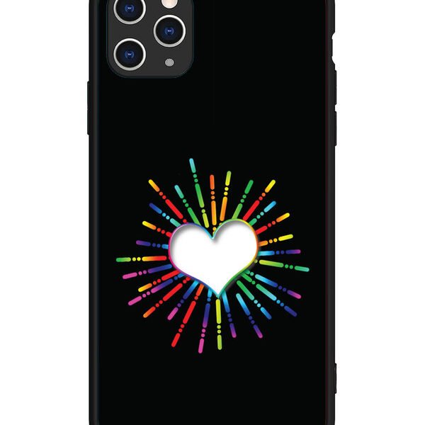 iPhone 11 Pro Max | 2D Metal | Colourful Heart on Black | LC079
