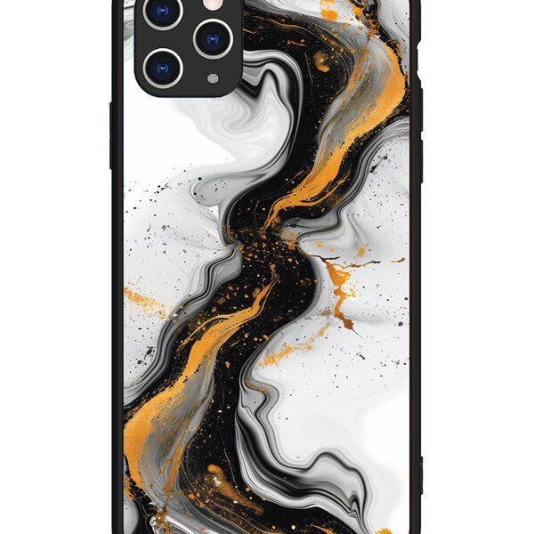 iPhone 11 Pro Max | 2D Metal | Black And Golden Marble Essence | LC079