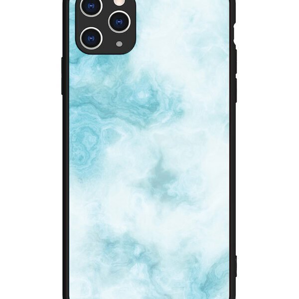 iPhone 11 Pro Max | 2D Metal | Light Blue with White Ocean Marble | LC079