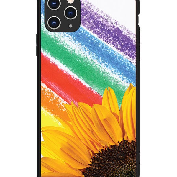 iPhone 11 Pro Max | 2D Metal | Sunflower on Colourful Lines | LC079