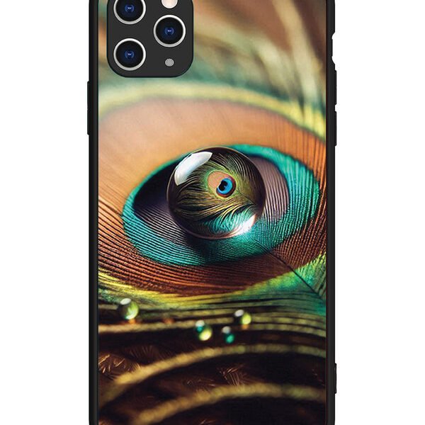 iPhone 11 Pro Max | 2D Metal | Water Drop On Peacock Feather | LC079