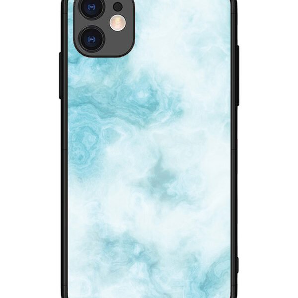 iPhone 11 | 2D Metal | Light Blue with White Ocean Marble | LC067