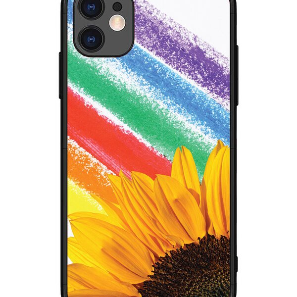 iPhone 11 | 2D Metal | Sunflower on Colourful Lines | LC067