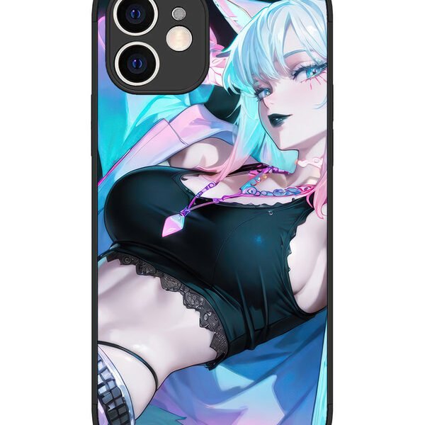 iPhone 12 | 2D Metal | anime girl fox headpohone white Hair | LC075