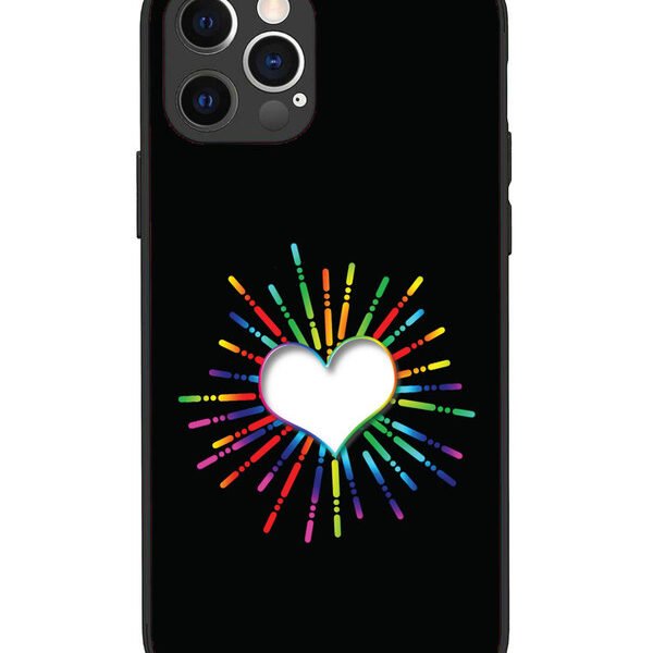 iPhone 12 Pro | 2D Metal | Colourful Heart on Black | LC069