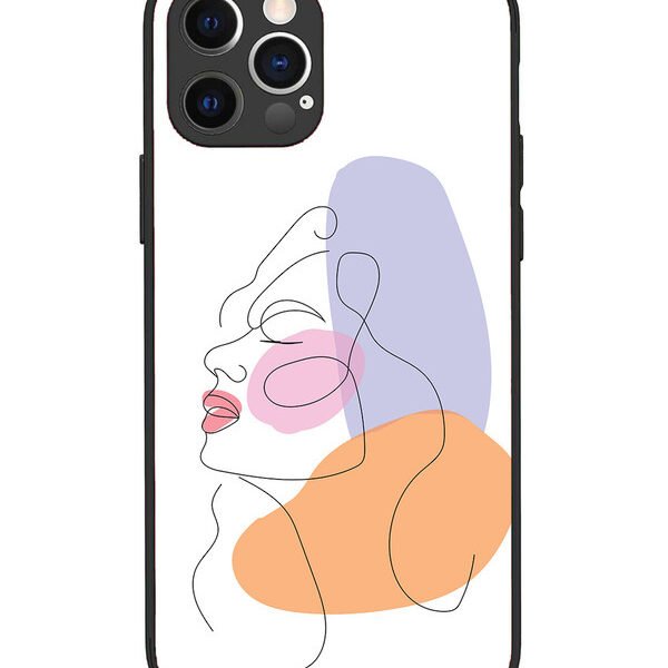 iPhone 12 Pro | 2D Metal | Line Art Girl Face | LC069