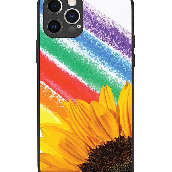 iPhone 12 Pro | 2D Metal | Sunflower on Colourful Lines | LC069