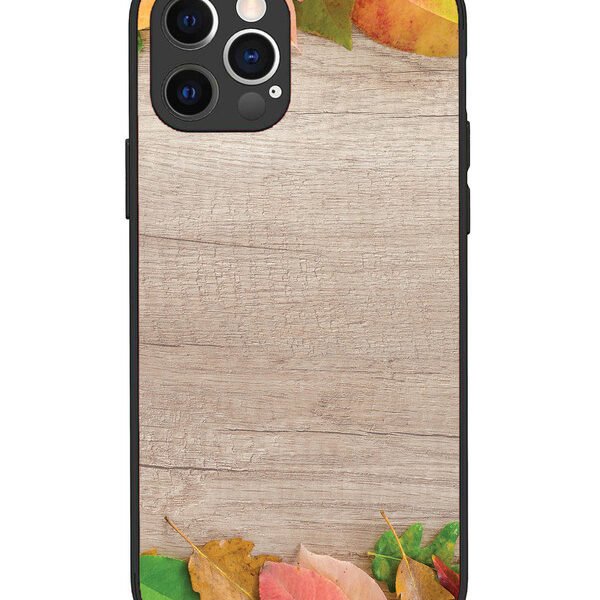 iPhone 12 Pro | 2D Metal | Autumn Leafs On Wooden Table | LC069
