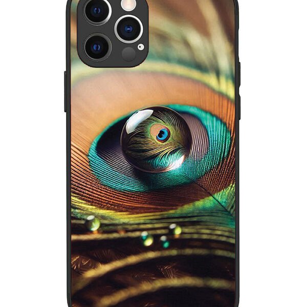 iPhone 12 Pro | 2D Metal | Water Drop On Peacock Feather | LC069