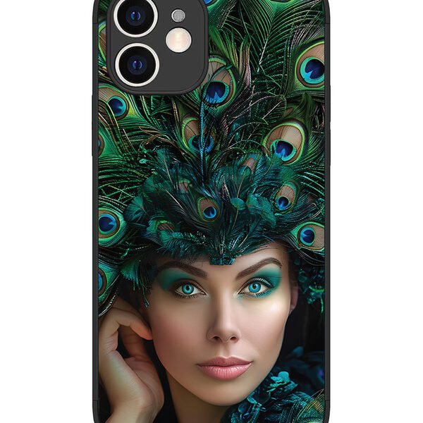 iPhone 12 | 2D Metal | Girl with peacock feather Crown | LC075