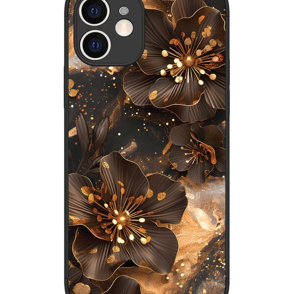 iPhone 12 | 2D Metal | Golden Flowars | LC075