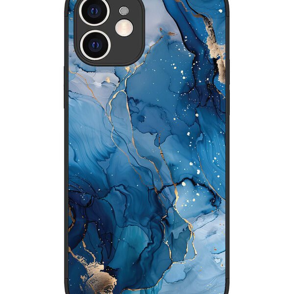 iPhone 12 | 2D Metal | Oceanic Pattern with Golden Sprinkles | LC075