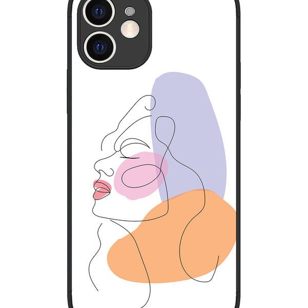 iPhone 12 | 2D Metal | Line Art Girl Face | LC075