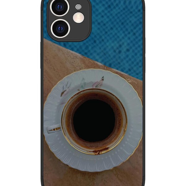 iPhone 12 | 2D Metal | Black Tea Cup Saucer | LC075