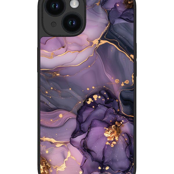 Iphone 15 | 2D Metal | Royal Orchid Theme Marble | LC076
