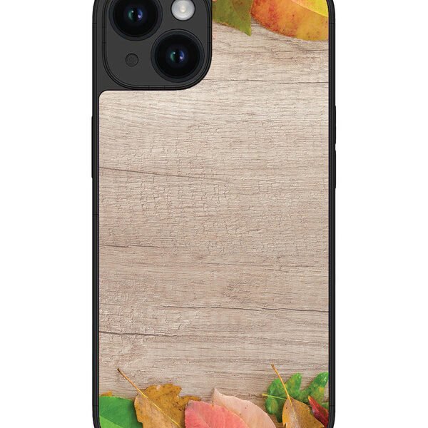 Iphone 14 | 2D Metal | Autumn Leafs On Wooden Table | LC301