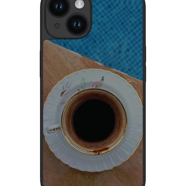 Iphone 14 | 2D Metal | Black Tea Cup Saucer | LC301