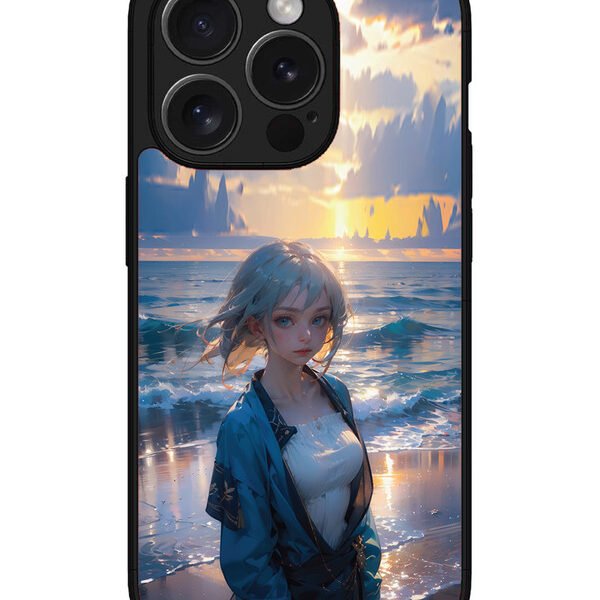 Iphone 15 Pro Max | 2D Metal | Anime Girl Beach Ocean Waves | LC077