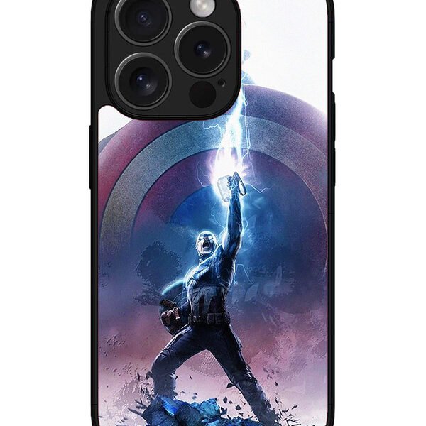 Iphone 15 Pro Max | 2D Metal | Captain-America-Thor-Hammer-Lightning | LC077