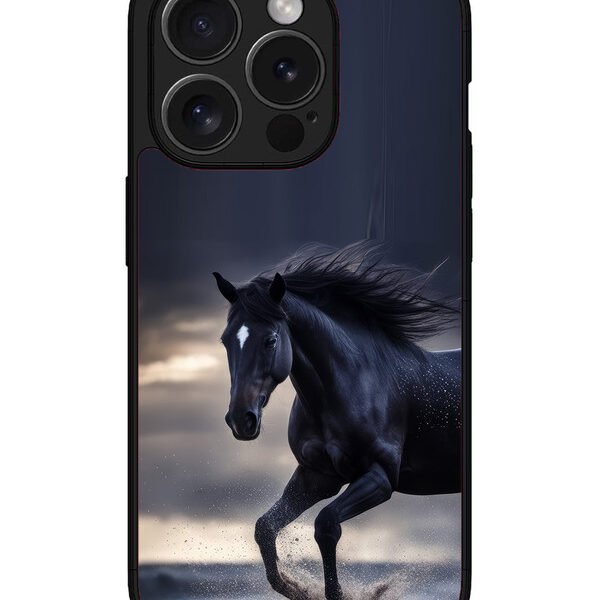 Iphone 15 Pro Max | 2D Metal | Black-Horse-Animal | LC077