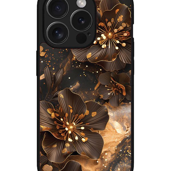 Iphone 15 Pro | 2D Metal | Golden Flowars | LC068