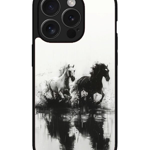 Iphone 15 Pro Max | 2D Metal | Black & White Horse | LC077