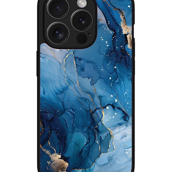 Iphone 15 Pro Max | 2D Metal | Oceanic Pattern With Golden Sprinkles | LC077