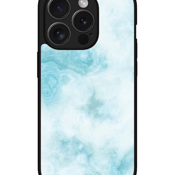 Iphone 15 Pro Max | 2D Metal | Light Blue With White Ocean Marble | LC077