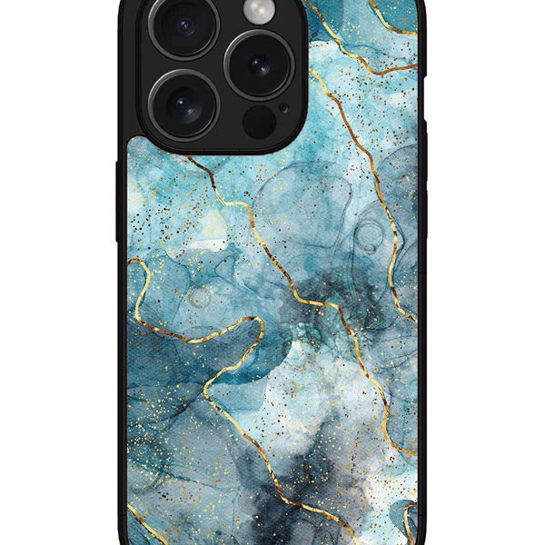 Iphone 15 Pro Max | 2D Metal | Oceanic Golden Strip Marble | LC077