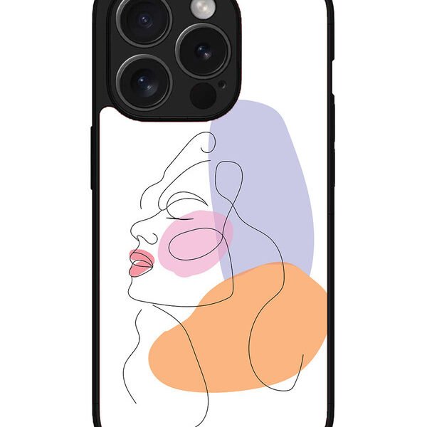 Iphone 15 Pro Max | 2D Metal | Line Art Girl Face | LC077