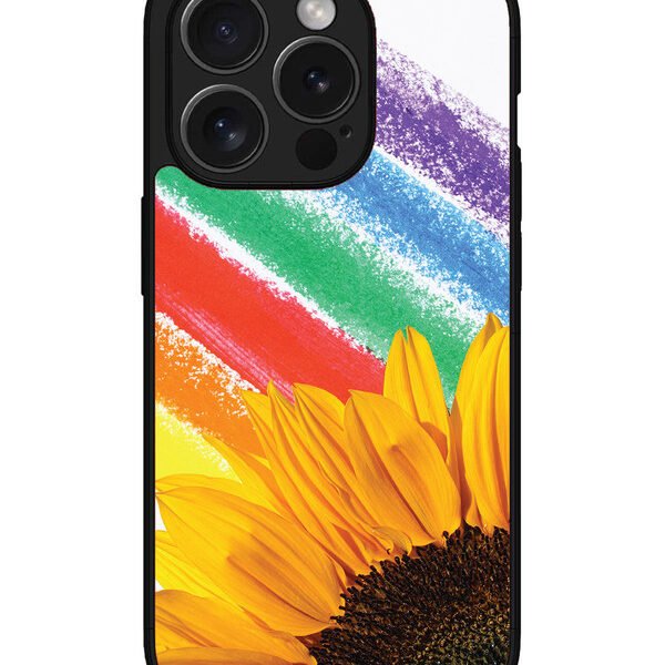 Iphone 15 Pro Max | 2D Metal | Sunflower On Colourful Lines | LC077