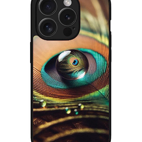 Iphone 15 Pro Max | 2D Metal | Water Drop On Peacock Feather | LC077
