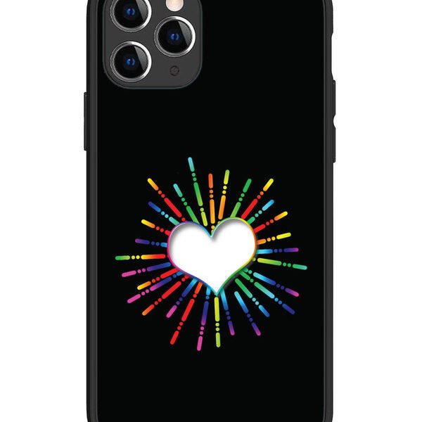 iPhone 11 Pro | 2D Metal | Colourful Heart on Black | LC081
