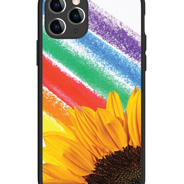 iPhone 11 Pro | 2D Metal | Sunflower on Colourful Lines | LC081