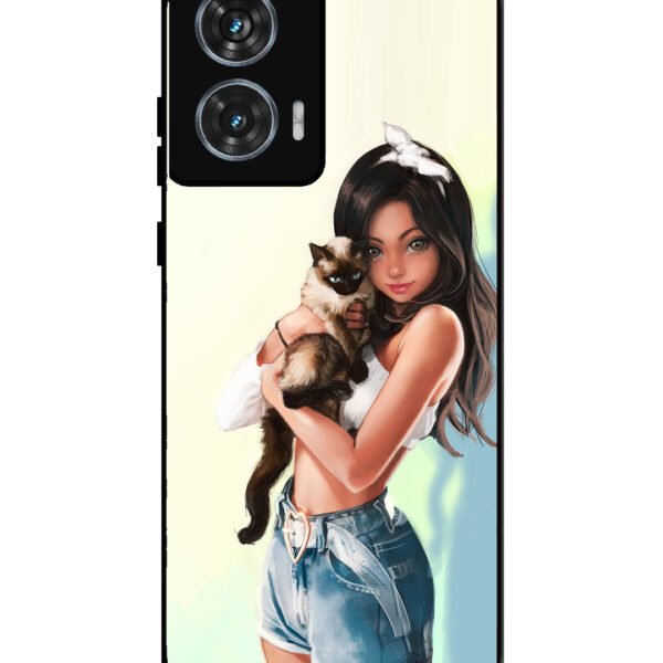 Motorola Moto G85 | 2D Metal | Cute Girl with Cat | LC298