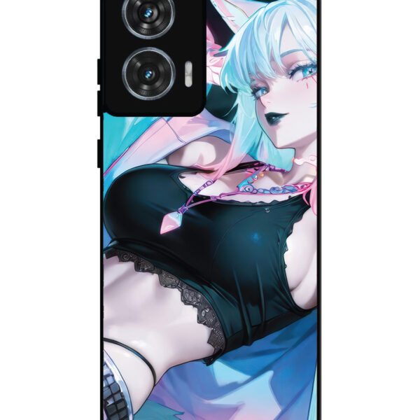 Motorola Moto G85 | 2D Metal | anime girl fox headpohone white Hair | LC298