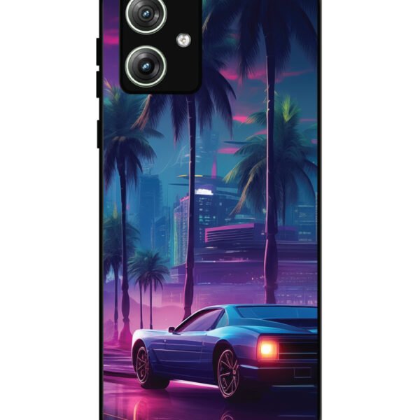 Motorola Moto G64 5G | 2D Metal | sunset-sports-car-city-palm-trees | LC297