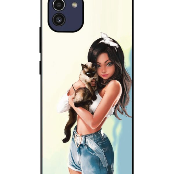 Samsung Galaxy A03 | 2D Metal | Cute Girl with Cat | LC120