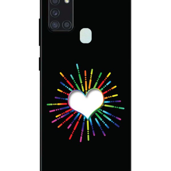 Samsung Galaxy A21S | 2D Metal | Colourful Heart on Black | LC123