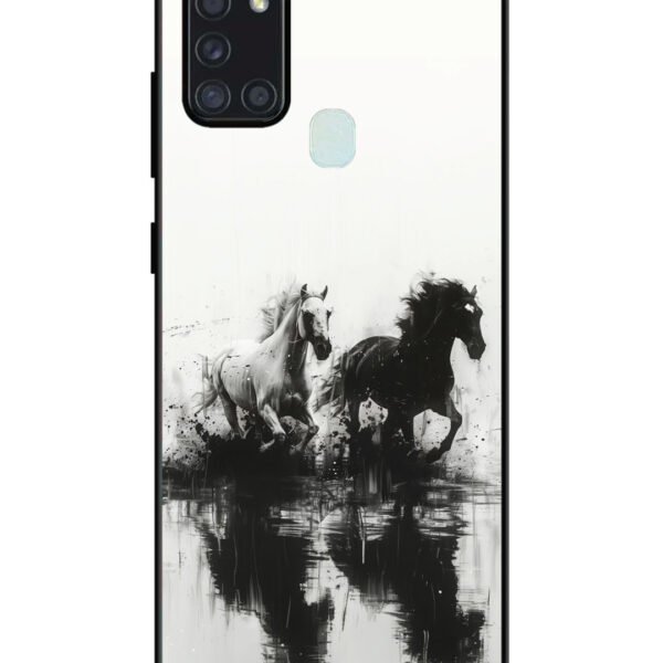 Samsung Galaxy A21S | 2D Metal | Black & White Horse | LC123