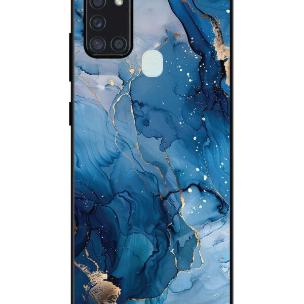 Samsung Galaxy A21S | 2D Metal | Oceanic Pattern with Golden Sprinkles | LC123