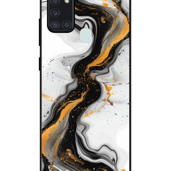 Samsung Galaxy A21S | 2D Metal | Black And Golden Marble Essence | LC123
