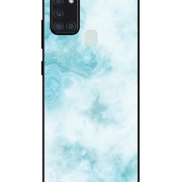 Samsung Galaxy A21S | 2D Metal | Light Blue with White Ocean Marble | LC123