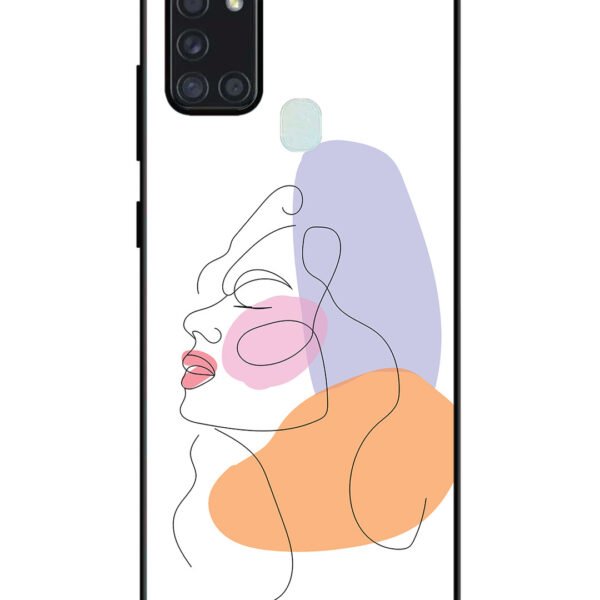 Samsung Galaxy A21S | 2D Metal | Line Art Girl Face | LC123