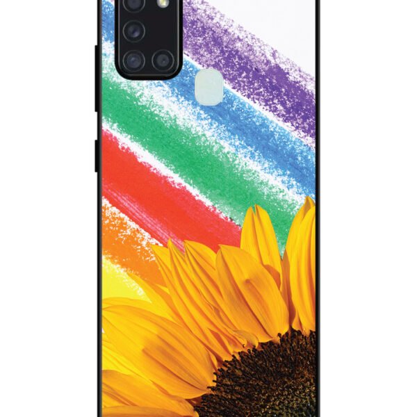 Samsung Galaxy A21S | 2D Metal | Sunflower on Colourful Lines | LC123