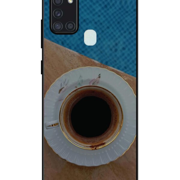 Samsung Galaxy A21S | 2D Metal | Black Tea Cup Saucer | LC123